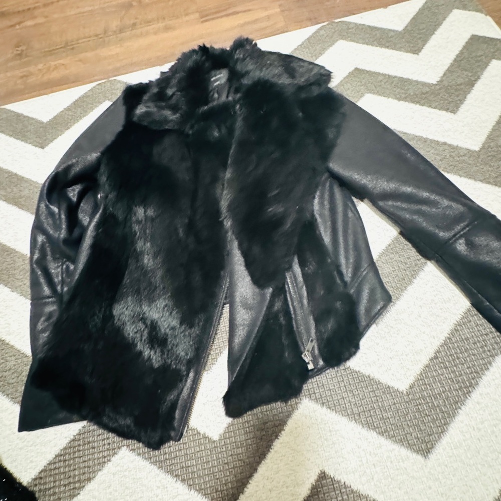 me city rabbit leather jacket